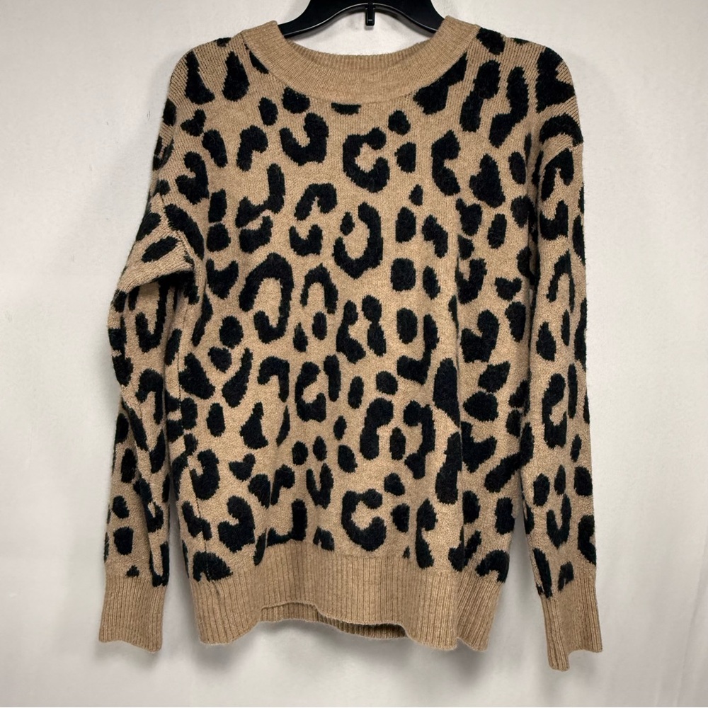 Leopard Print J. Crew Merino Wool Alpaca Blend Crewneck Sweater XS
